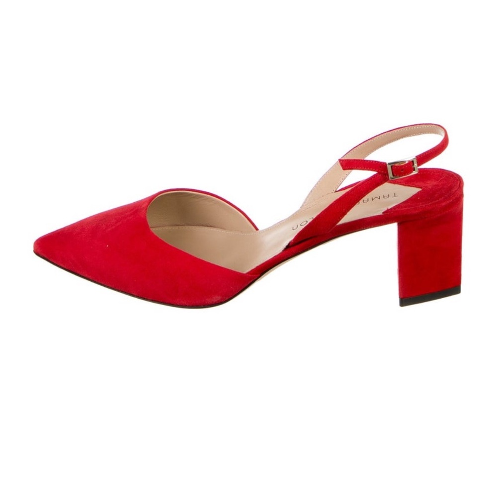 Remara Mellon Suede Slingback Pumps- Red, 9